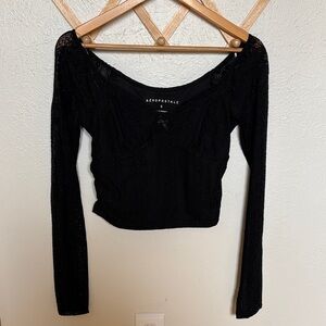 Aeropostale Black Lace Crop Top